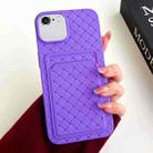 For iPhone SE 2022 / SE 2020 / 8 / 7 Weave Texture Card Slot Skin Feel Phone Case(Dark Purple) - 1