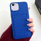For iPhone SE 2022 / SE 2020 / 8 / 7 Weave Texture Card Slot Skin Feel Phone Case(Dark Blue) - 1