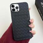 For iPhone 13 Pro Max Weave Texture Card Slot Skin Feel Phone Case(Black) - 1