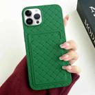 For iPhone 13 Pro Max Weave Texture Card Slot Skin Feel Phone Case(Green) - 1