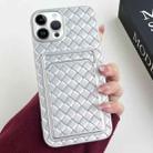 For iPhone 13 Pro Weave Texture Card Slot Skin Feel Phone Case(Silver) - 1