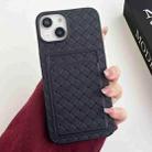 For iPhone 13 Weave Texture Card Slot Skin Feel Phone Case(Black) - 1