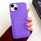 For iPhone 13 Weave Texture Card Slot Skin Feel Phone Case(Dark Purple) - 1