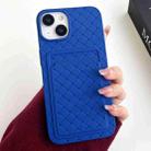 For iPhone 13 Weave Texture Card Slot Skin Feel Phone Case(Dark Blue) - 1