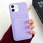 For iPhone 12 / 12 Pro Weave Texture Card Slot Skin Feel Phone Case(Light Purple) - 1