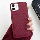 For iPhone 12 / 12 Pro Weave Texture Card Slot Skin Feel Phone Case(Wine Red) - 1