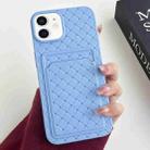 For iPhone 12 / 12 Pro Weave Texture Card Slot Skin Feel Phone Case(Sky Blue) - 1