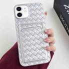 For iPhone 12 / 12 Pro Weave Texture Card Slot Skin Feel Phone Case(Silver) - 1