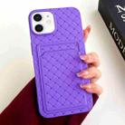 For iPhone 12 / 12 Pro Weave Texture Card Slot Skin Feel Phone Case(Dark Purple) - 1