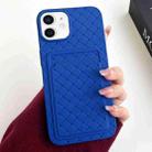 For iPhone 12 / 12 Pro Weave Texture Card Slot Skin Feel Phone Case(Dark Blue) - 1