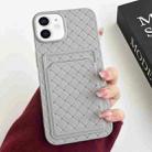 For iPhone 12 / 12 Pro Weave Texture Card Slot Skin Feel Phone Case(Grey) - 1