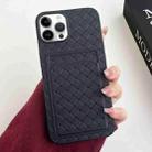 For iPhone 12 Pro Max Weave Texture Card Slot Skin Feel Phone Case(Black) - 1