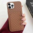 For iPhone 12 Pro Max Weave Texture Card Slot Skin Feel Phone Case(Brown) - 1