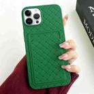 For iPhone 12 Pro Max Weave Texture Card Slot Skin Feel Phone Case(Green) - 1