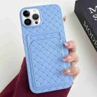 For iPhone 12 Pro Max Weave Texture Card Slot Skin Feel Phone Case(Sky Blue) - 1