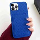 For iPhone 12 Pro Max Weave Texture Card Slot Skin Feel Phone Case(Dark Blue) - 1