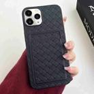 For iPhone 11 Pro Max Weave Texture Card Slot Skin Feel Phone Case(Black) - 1