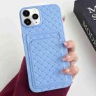 For iPhone 11 Pro Max Weave Texture Card Slot Skin Feel Phone Case(Sky Blue) - 1