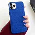 For iPhone 11 Pro Max Weave Texture Card Slot Skin Feel Phone Case(Dark Blue) - 1