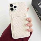 For iPhone 11 Pro Max Weave Texture Card Slot Skin Feel Phone Case(White) - 1