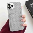 For iPhone 11 Pro Max Weave Texture Card Slot Skin Feel Phone Case(Grey) - 1