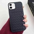 For iPhone 11 Weave Texture Card Slot Skin Feel Phone Case(Black) - 1