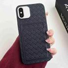 For iPhone XS / X Weave Texture Card Slot Skin Feel Phone Case(Black) - 1