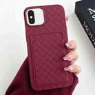 For iPhone XS / X Weave Texture Card Slot Skin Feel Phone Case(Wine Red) - 1