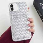 For iPhone XS / X Weave Texture Card Slot Skin Feel Phone Case(Silver) - 1