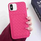 For iPhone XS / X Weave Texture Card Slot Skin Feel Phone Case(Rose Red) - 1