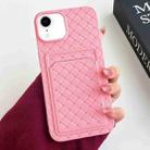 For iPhone XR Weave Texture Card Slot Skin Feel Phone Case(Pink) - 1