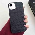 For iPhone XR Weave Texture Card Slot Skin Feel Phone Case(Black) - 1