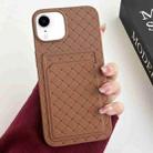 For iPhone XR Weave Texture Card Slot Skin Feel Phone Case(Brown) - 1