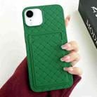 For iPhone XR Weave Texture Card Slot Skin Feel Phone Case(Green) - 1