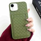 For iPhone XR Weave Texture Card Slot Skin Feel Phone Case(Olive Green) - 1