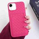 For iPhone XR Weave Texture Card Slot Skin Feel Phone Case(Rose Red) - 1