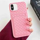 For iPhone XS Max Weave Texture Card Slot Skin Feel Phone Case(Pink) - 1