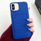 For iPhone XS Max Weave Texture Card Slot Skin Feel Phone Case(Dark Blue) - 1