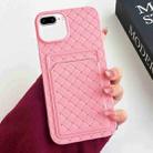 For iPhone 8 Plus / 7 Plus Weave Texture Card Slot Skin Feel Phone Case(Pink) - 1