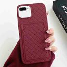 For iPhone 8 Plus / 7 Plus Weave Texture Card Slot Skin Feel Phone Case(Wine Red) - 1