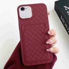 For iPhone 6s / 6 Weave Texture Card Slot Skin Feel Phone Case(Wine Red) - 1