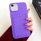 For iPhone 6s / 6 Weave Texture Card Slot Skin Feel Phone Case(Dark Purple) - 1