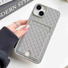 For iPhone 14 Weave Texture Card Slot Skin Feel Phone Case with Push Card Hole(Grey) - 1