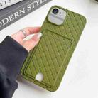 For iPhone SE 2022 / SE 2020 / 8 / 7 Weave Texture Card Slot Skin Feel Phone Case with Push Card Hole(Olive Green) - 1