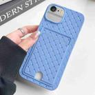 For iPhone SE 2022 / SE 2020 / 8 / 7 Weave Texture Card Slot Skin Feel Phone Case with Push Card Hole(Sky Blue) - 1