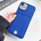 For iPhone SE 2022 / SE 2020 / 8 / 7 Weave Texture Card Slot Skin Feel Phone Case with Push Card Hole(Dark Blue) - 1