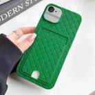 For iPhone SE 2022 / SE 2020 / 8 / 7 Weave Texture Card Slot Skin Feel Phone Case with Push Card Hole(Green) - 1