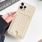 For iPhone 13 Pro Max Weave Texture Card Slot Skin Feel Phone Case with Push Card Hole(White) - 1