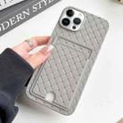 For iPhone 13 Pro Weave Texture Card Slot Skin Feel Phone Case with Push Card Hole(Grey) - 1