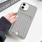 For iPhone 12 / 12 Pro Weave Texture Card Slot Skin Feel Phone Case with Push Card Hole(Grey) - 1